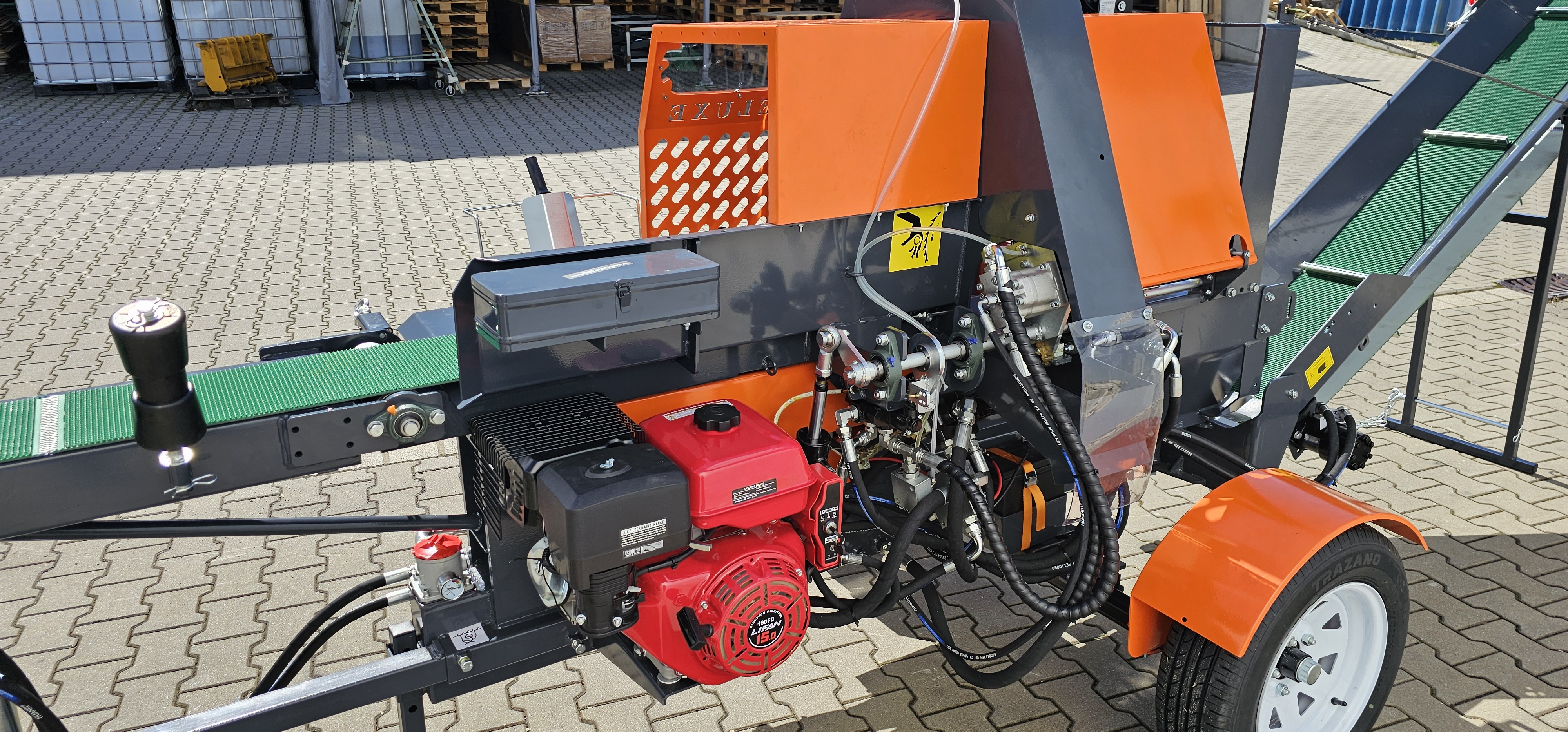 RM7-12 TGA 480 Benzin-Sägespaltautomat Holzspalter Brandneue Version mit gefederter Achse